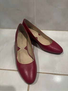 Red Leather Adrienne Vittagini Women's wedge shoes-